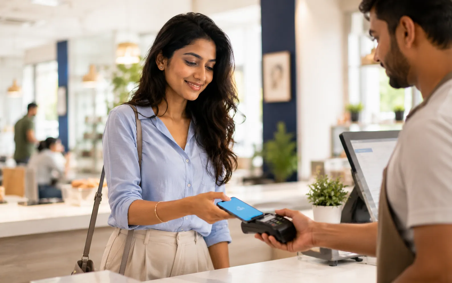 Person making a contactless digital payment, illustrating India's digital rupee